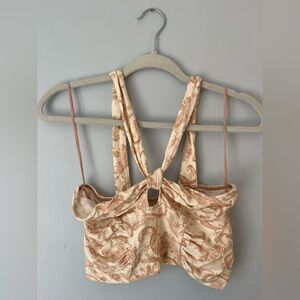 Urban Outfitters Cream and Tan Paisley Crop Top